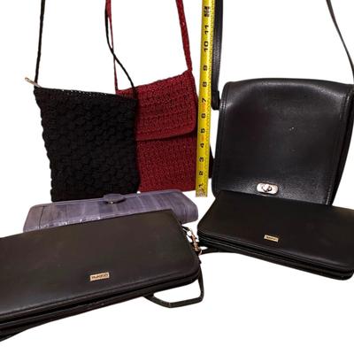 Sale Photo Thumbnail #929: Nice Handbag Lot w Coach and Buxton+ Gray Eelskin Wallet, Lord & Taylor Maroon Woven Crossbody Bag +
All in very good to great condition!