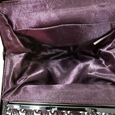 Sale Photo Thumbnail #943: Three Dress Up Clutch and Carry Handbags- Purple in best condition, the other 2 in very good condition