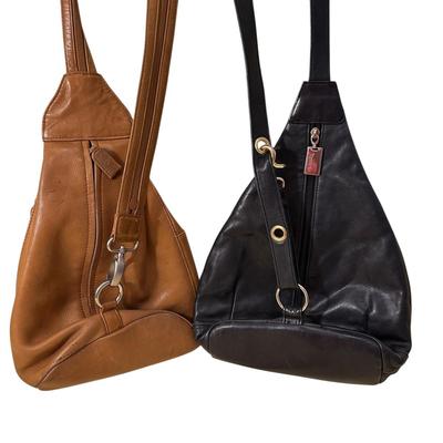 Sale Photo Thumbnail #968: Double Lot of Tignanello Crossbody Handbags - great condition! Brown one has a very few pen marks as shown in photo.