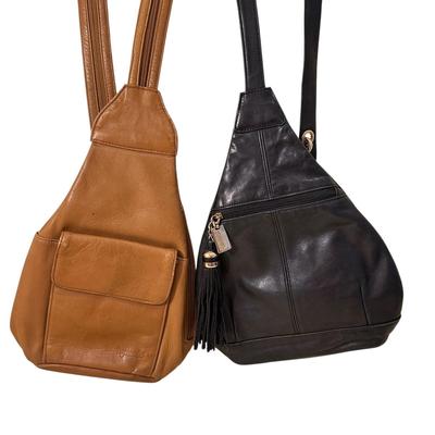 Sale Photo Thumbnail #967: Double Lot of Tignanello Crossbody Handbags - great condition! Brown one has a very few pen marks as shown in photo.