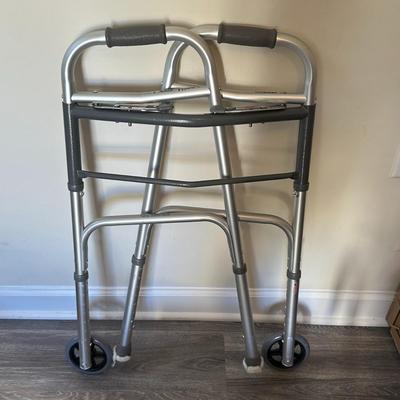 Sale Photo Thumbnail #1057: THREE Home Care Items- Walker, Shower Chair, and Toilet Riser