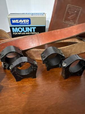 Sale Photo Thumbnail #133: NIB mount, plus 2 other sets, rifle strap & guard, binocular lens covers