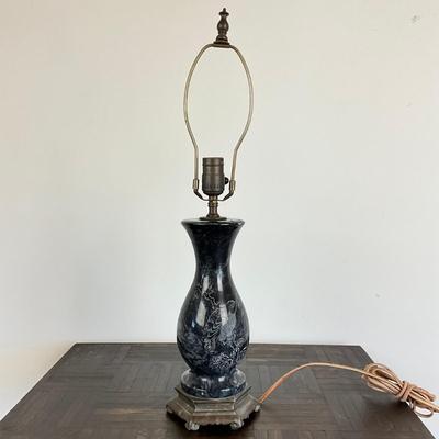 Sale Photo Thumbnail #913: Has robin design with foliage design, no shade
Measures: 23.5" high x 11.25" marble height
