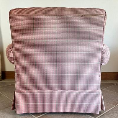 Sale Photo Thumbnail #989: Back of both chairs are sun faded, one chair has small tear, see photos
Both measure: 42" wide x 39.5" deep x 38" high x 25.5" seat depth x 18.5" seat height
very clean