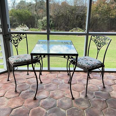 Sale Photo Thumbnail #1017: Chairs come with cushions
Table: 32.5" long x 16" deep x 28" high
Chairs: 34" high x 19" wide x 16" deep x 17" seat height
good condition