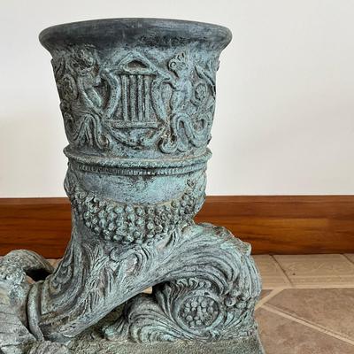 Sale Photo Thumbnail #1092: Details include grape vines & campus leaves with roman motifs
Measures: 17" high x 17" deep x 8.25" wide
