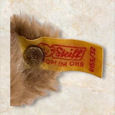 Sale Photo Thumbnail #1367: Steiff Teddy Bear West Germany 14" Long, Wool and Cotton, excellent condition but for a little smudge of dirt on back of head as shown in photo