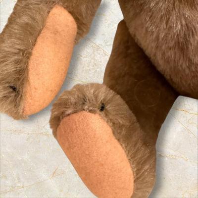 Sale Photo Thumbnail #1372: Steiff Teddy Bear West Germany 14" Long, Wool and Cotton, excellent condition but for a little smudge of dirt on back of head as shown in photo