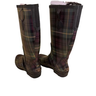 Sale Photo Thumbnail #1384: LL Bean Wellie Tall Plaid Rain Boots Size 10M- like new