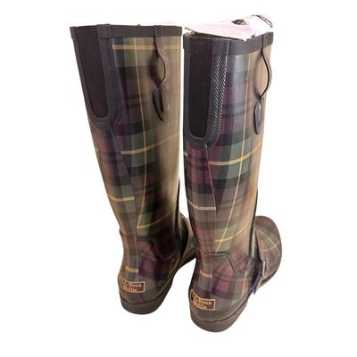 Sale Photo Thumbnail #1383: LL Bean Wellie Tall Plaid Rain Boots Size 10M- like new
