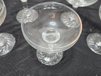 Vintage Cocktail Champagne Martini glasses - beautiful swirl base stemware set of 8