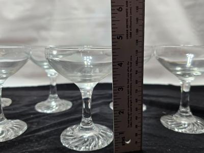 Vintage Cocktail Champagne Martini glasses - beautiful swirl base stemware set of 8