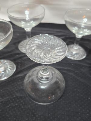 Vintage Cocktail Champagne Martini glasses - beautiful swirl base stemware set of 8