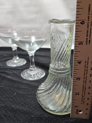 Vintage Cocktail Champagne Martini glasses - beautiful swirl base stemware set of 8