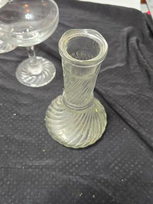 Vintage Cocktail Champagne Martini glasses - beautiful swirl base stemware set of 8