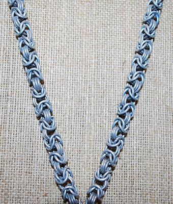 "EYEBALL" PENDANT (1" Diam.) NECKLACE with Interesting Silver Tone Looped Chain and Circle Clasp 21" L