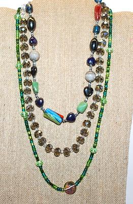 Collection of 3 Assorted NECKLACES with Different Beads and Toggle, Barrel and Circle Clasps 16" to 22" L