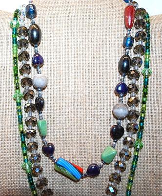 Collection of 3 Assorted NECKLACES with Different Beads and Toggle, Barrel and Circle Clasps 16" to 22" L