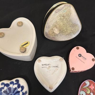 Lot of 4 Trinket Boxes Shaped Like Hearts