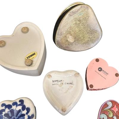 Lot of 4 Trinket Boxes Shaped Like Hearts