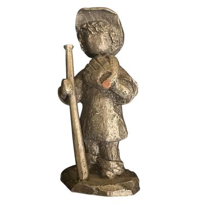 Baseball Boy Pewter FIgurine Boy with Baseball Bat and Glove by Walli Ortman