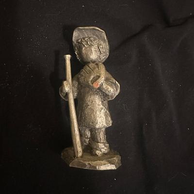 Baseball Boy Pewter FIgurine Boy with Baseball Bat and Glove by Walli Ortman