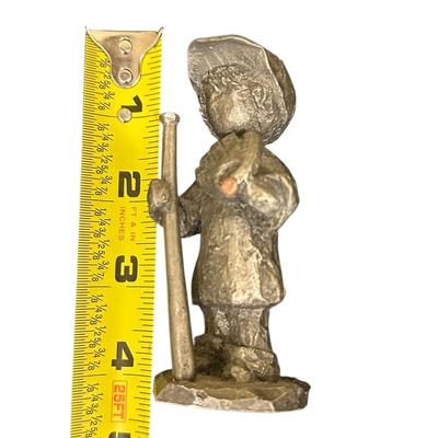 Baseball Boy Pewter FIgurine Boy with Baseball Bat and Glove by Walli Ortman