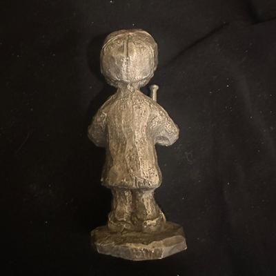 Baseball Boy Pewter FIgurine Boy with Baseball Bat and Glove by Walli Ortman