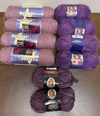 Yarn Lot #1 - pink purple lavender - PREMIER DAZZLEAIRE LION BRAND IMAGINE