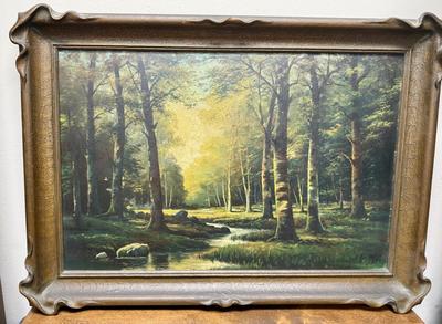 Vintage Painting: Oil on Masonite Landscape