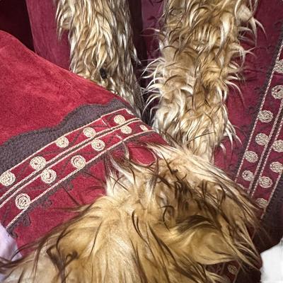 Maroon Leather MixIt Brand Coat with Faux Fur Trim & Decorative Trim Size Large