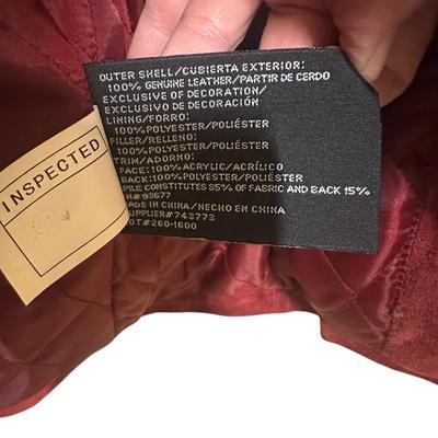 Maroon Leather MixIt Brand Coat with Faux Fur Trim & Decorative Trim Size Large