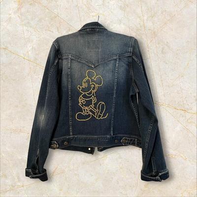 Disney Denim Jacket #1 Size Large w Mickey on Back
