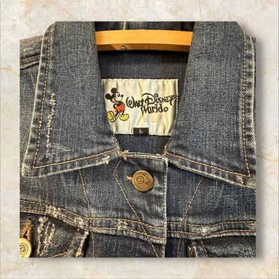Disney Denim Jacket #1 Size Large w Mickey on Back