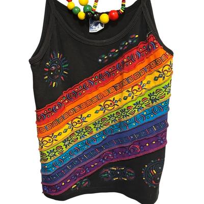 The Most Colorful Lot in the Auction! Sweater, Tank and Scarf w/ Necklaces