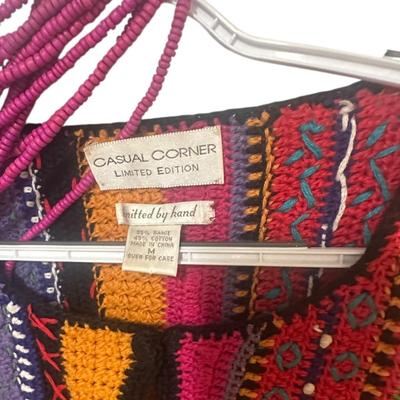 The Most Colorful Lot in the Auction! Sweater, Tank and Scarf w/ Necklaces
