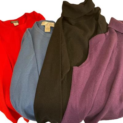 Lot of 4 Long Sleeve Cashmere Sweaters (3 Med & 1 L)