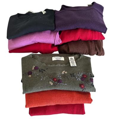 Lot of 9 Merino Wool Sweaters - Several by Lord & Taylor - Sizes Medium and Large