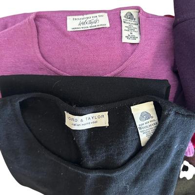 Lot of 9 Merino Wool Sweaters - Several by Lord & Taylor - Sizes Medium and Large