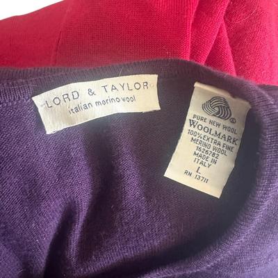 Lot of 9 Merino Wool Sweaters - Several by Lord & Taylor - Sizes Medium and Large
