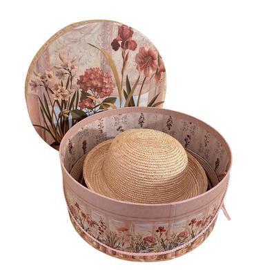Lot of 3 Women's Straw Hats and a Cute Hat Box