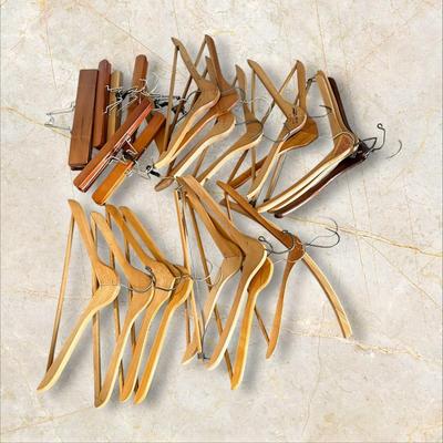 Lot of Wooden Coat Hangers and Pants Hangers
