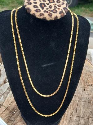 Two thick 14 k GP gold necklace chains - thick chains