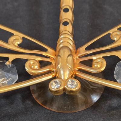 LOT 101D: Gold-tone and Glass Mini Chandelier, Pumpkin Coach, Dragonfly, and Lizard