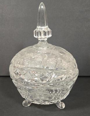 LOT 102D: Crystal Vases, Pitcher, and Footed Candy Dish with Lid