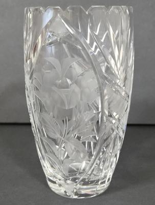 LOT 102D: Crystal Vases, Pitcher, and Footed Candy Dish with Lid