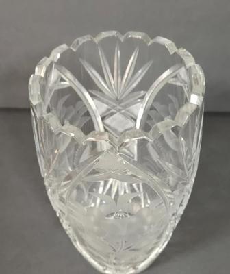 LOT 102D: Crystal Vases, Pitcher, and Footed Candy Dish with Lid