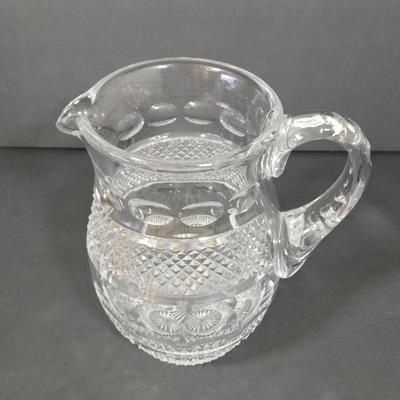LOT 102D: Crystal Vases, Pitcher, and Footed Candy Dish with Lid
