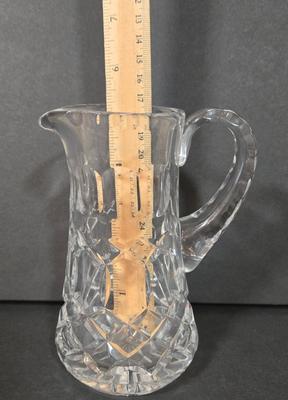 LOT 103D: Crystal Butter Dish, Nut Dish, Syrup Pitcher, Salt and Pepper Shakers, Oil and Vinegar Cruets, and Cordial Glasses