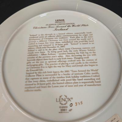 LOT 104D: Lenox 3 Qt. Round Baker, Christmas Tree Plate, Holiday Bowl, and Santa Figurine